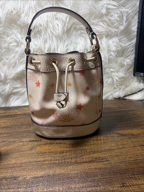 Coach Cream Mini Bucket Bag with Star Accent